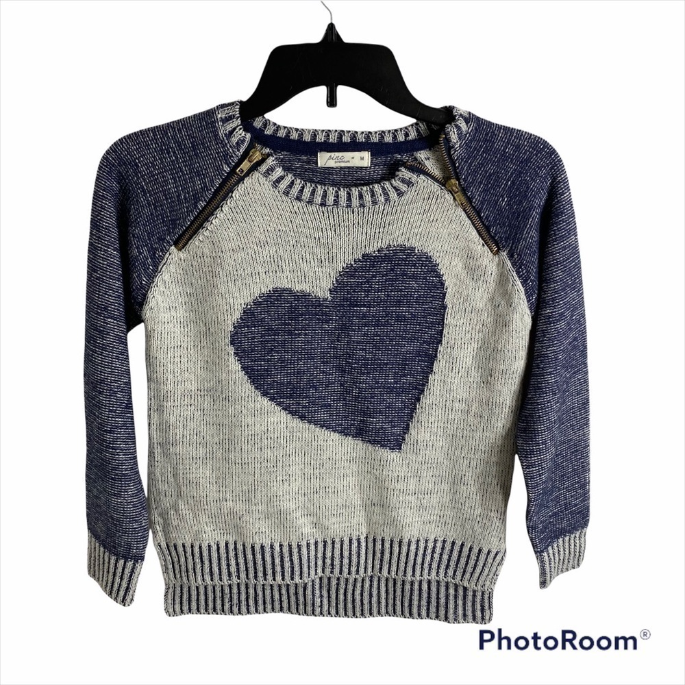 Pinc Premium Heart Print Sweater Zipper Neck Medium Girls Kids